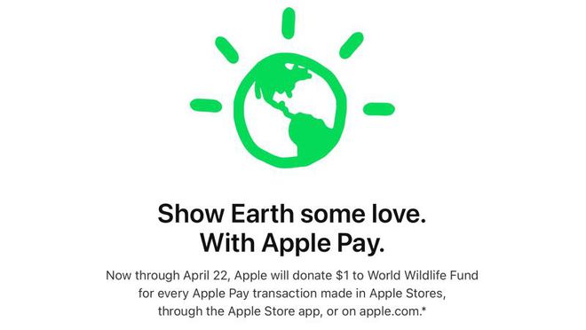 用户在AppleStore使用ApplePay购买每件物品，苹果捐款1美元