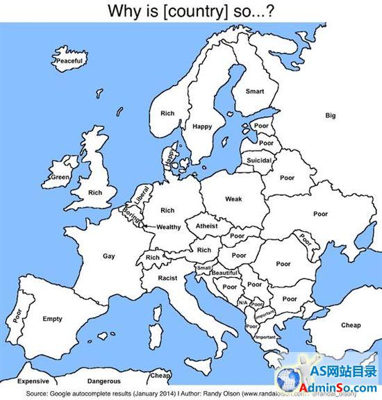 谷歌眼中的欧洲各国关键词:法国居然是gay