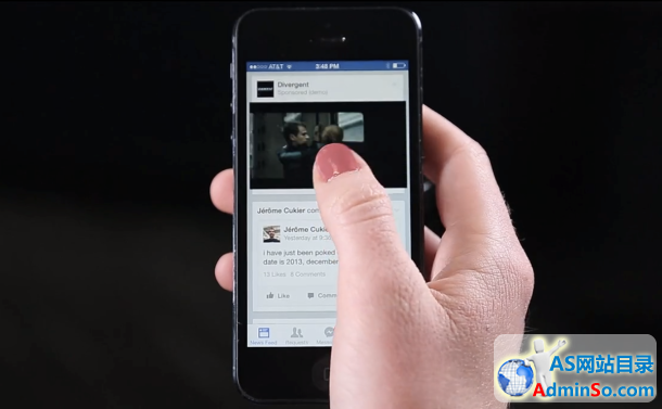 Facebook推15秒视频广告 信息流页面强制播放