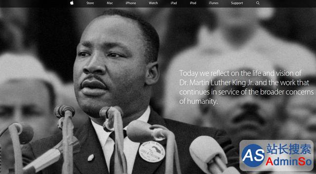 苹果在官网主页纪念民权领袖马丁路德金诞辰
