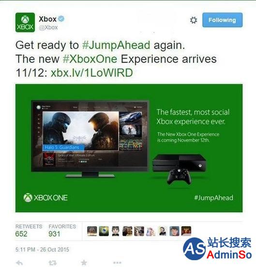 Xbox One版Win10在11月12日推送