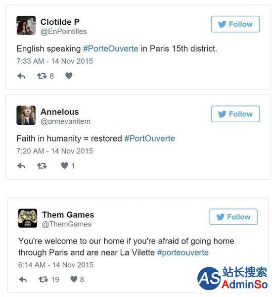 巴黎枪击事件后 #PortOuverte成了热门话题