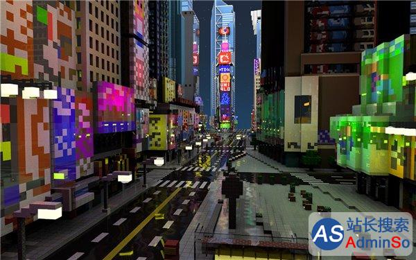 玩家用《我的世界》高度还原纽约时代广场，细节…