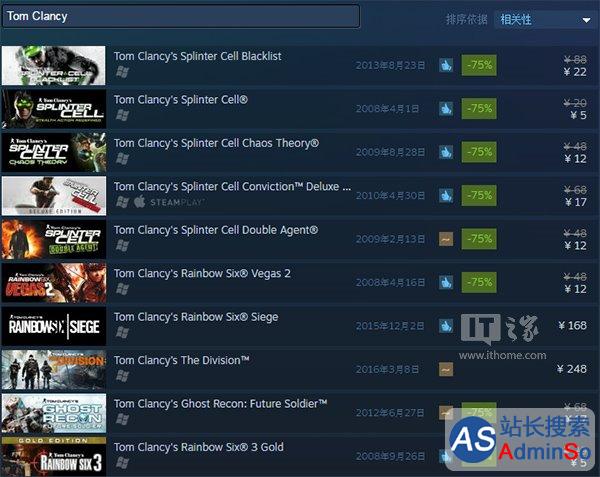 Steam汤姆克兰西游戏促销开启：多数作品打折销售